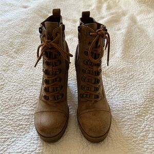 Brown Lace-Up Ankle Boots
